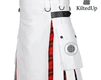 Moderner Hybrid Kilt – Tartan & weißer Baumwolle