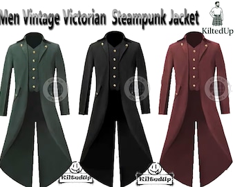 Men's Steampunk Victorian Tailcoat – Gothic Frock Coat Costume