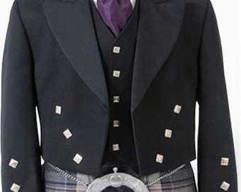 Scottish Prince Charlie Jacket with vest Traditional Kilt Men's Wedding Outfit