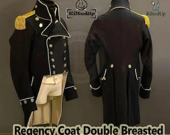 Handgefertigte Herren Militärjacke – Royal Black Regency Mantel