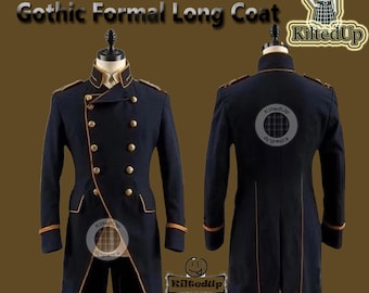 Men's Gothic Steampunk Military Tailcoat – Victorian Officer Jacket"