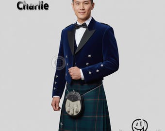 Veste et gilet Prince Charlie en velours pour homme – Tenue de mariage écossaise