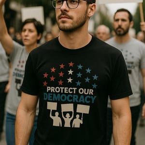 Protect Our Democracy Unisex Softstyle T-Shirt, Activist Tee, Political Statement Shirt, Gift for Advocates, Every Day Wear