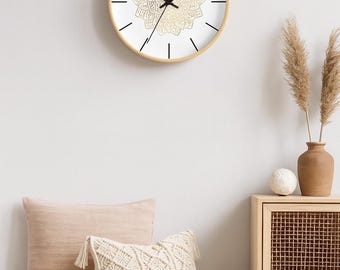 Orologio da parete Mandala: arredamento boho per la casa, orologio silenzioso