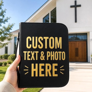 Custom PU Leather Bible Cover | Zippered Scripture Organizer, Floral Leopard