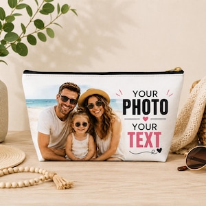 Benutzerdefinierte Text & Foto Zubehör Tasche | T-Bottom Makeup Tasche