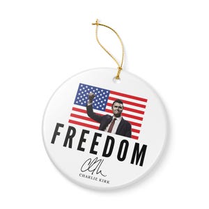 Charlie Kirk Freedom Ceramic Ornament: Patriotic Holiday Decoration image 3