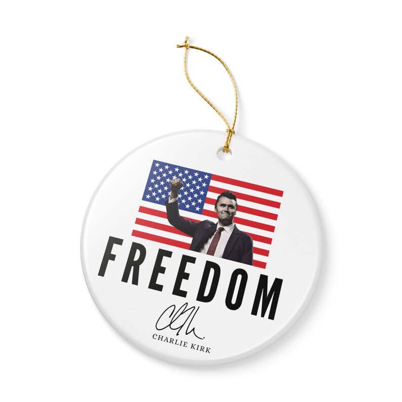 Charlie Kirk Freedom Ceramic Ornament: Patriotic Holiday Decoration image 3