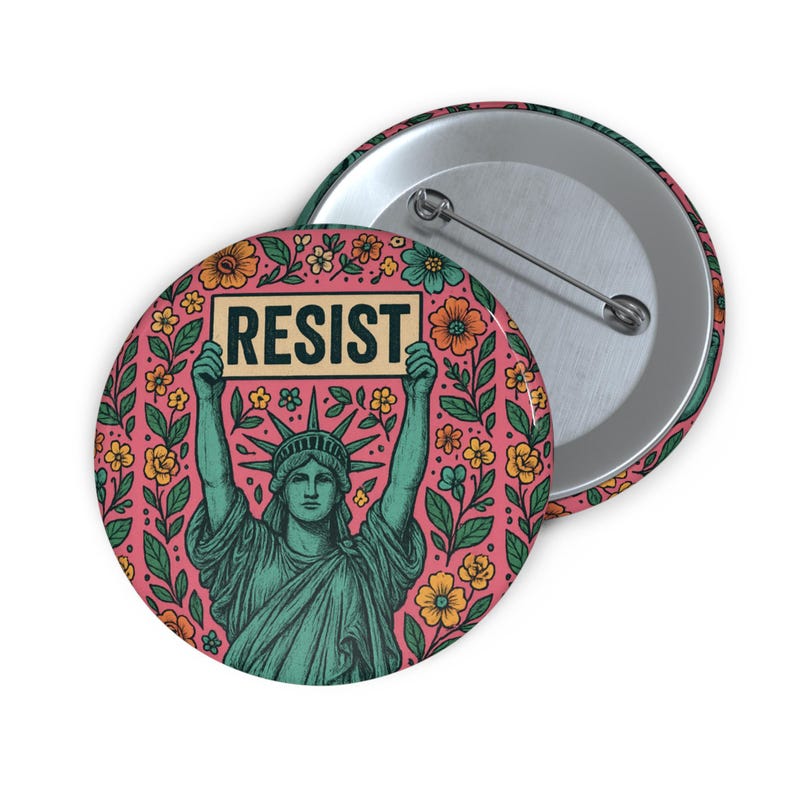 Resist Statue of Liberty-speld: badge feministisch protest politiek activist afbeelding 2