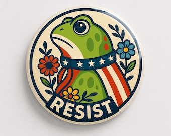 Resist Frog Pin | Political Activism Badge, Eco-Feminist Flair