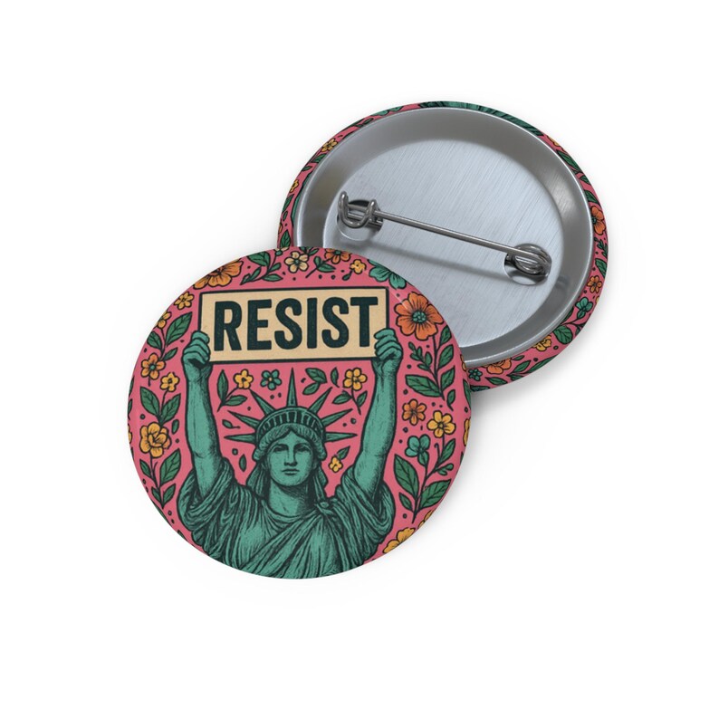 Resist Statue of Liberty-speld: badge feministisch protest politiek activist afbeelding 4