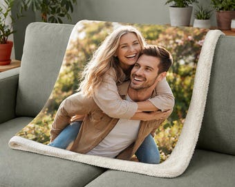 Manta de forro polar Sherpa con foto personalizada