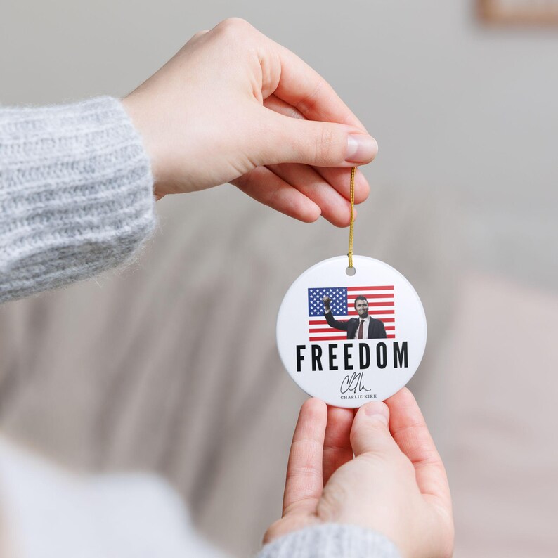 Charlie Kirk Freedom Ceramic Ornament: Patriotic Holiday Decoration image 5