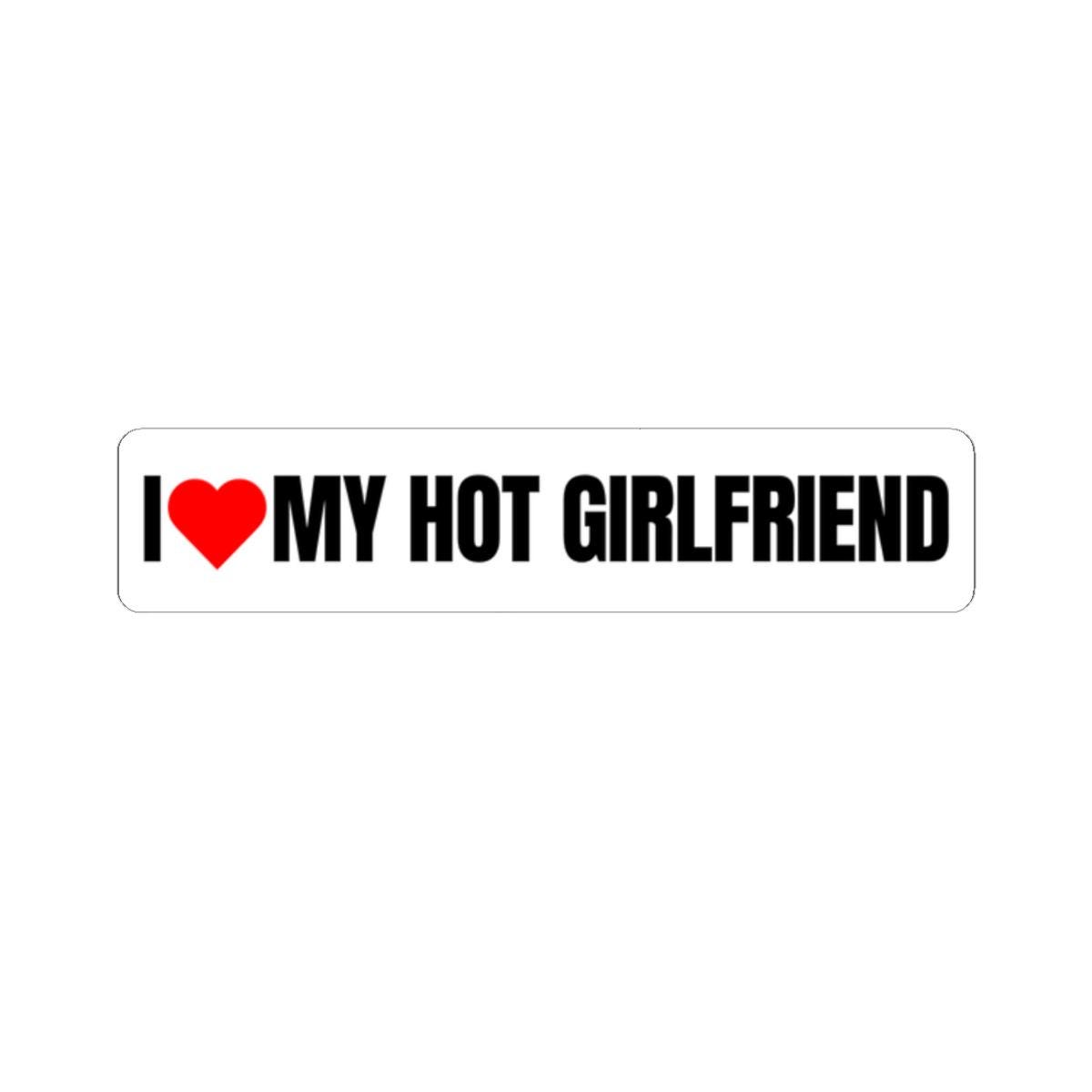 "I Love My Girlfriend" Car Window Decal - White Vinyl With Red Heart