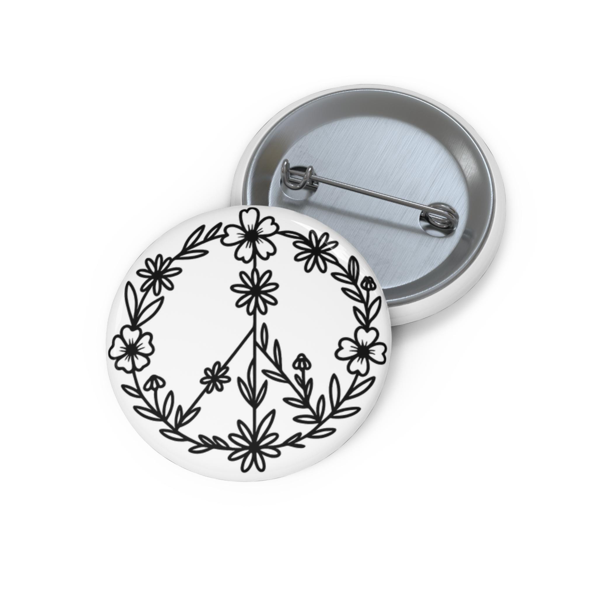 Floral Peace Sign Pin: Retro Hippie Flower Badge, Boho Accessory - Etsy