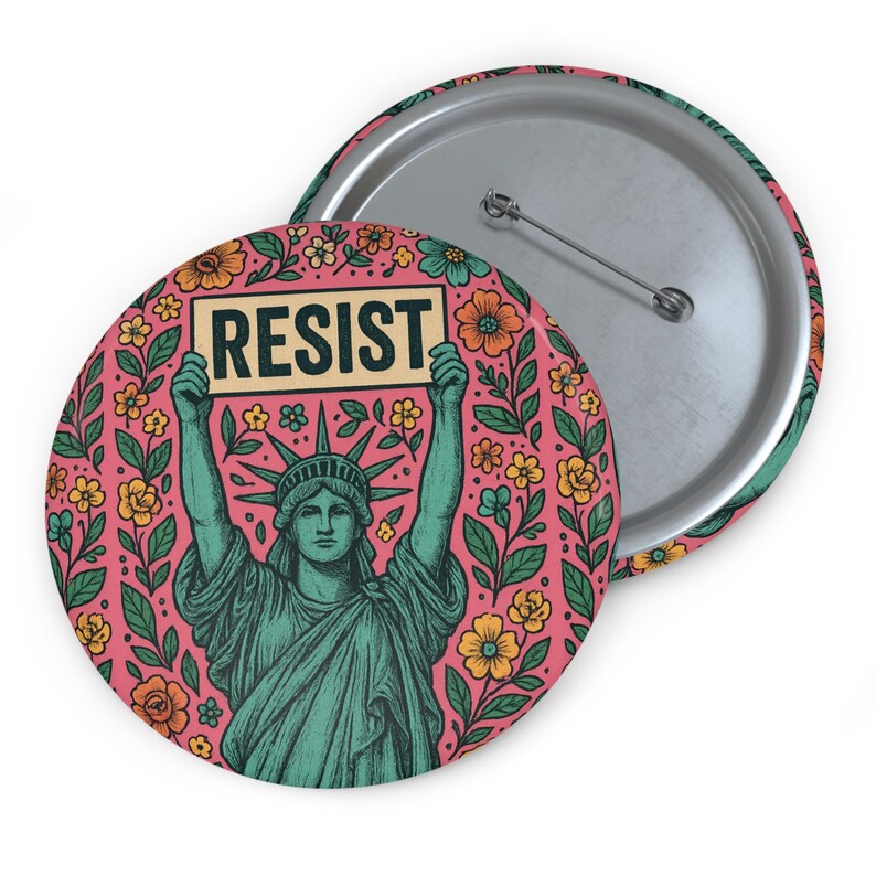 Resist Statue of Liberty-speld: badge feministisch protest politiek activist afbeelding 3
