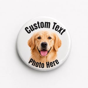 Pin brillante con texto personalizado y foto / Insignia personalizada, Pin redondo