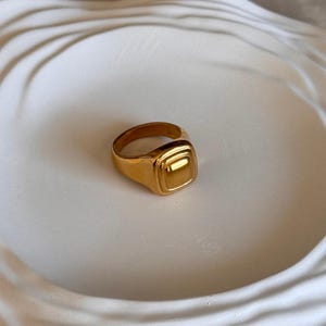 Chunky Gold Ring Stainless Steel Ring Signet Ring Waterproof Ring Gold Ring Gold Waterproof Ring Gold Statement Ring Non Tarnish Ring