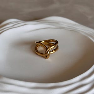 Waterproof Gold Ring Non Tarnish Ring Abstract Ring Chunky Gold Ring Statement Jewelry Stainless Steel Ring  Minimalist Ring Handmade Ring