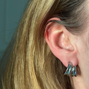 Minimalist Silver Hoop Earrings: Stainless Steel Huggies, Waterproof Jewelry