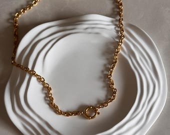 Gold Toggle Necklace: Chunky Stainless Steel Chain, Waterproof Jewelry