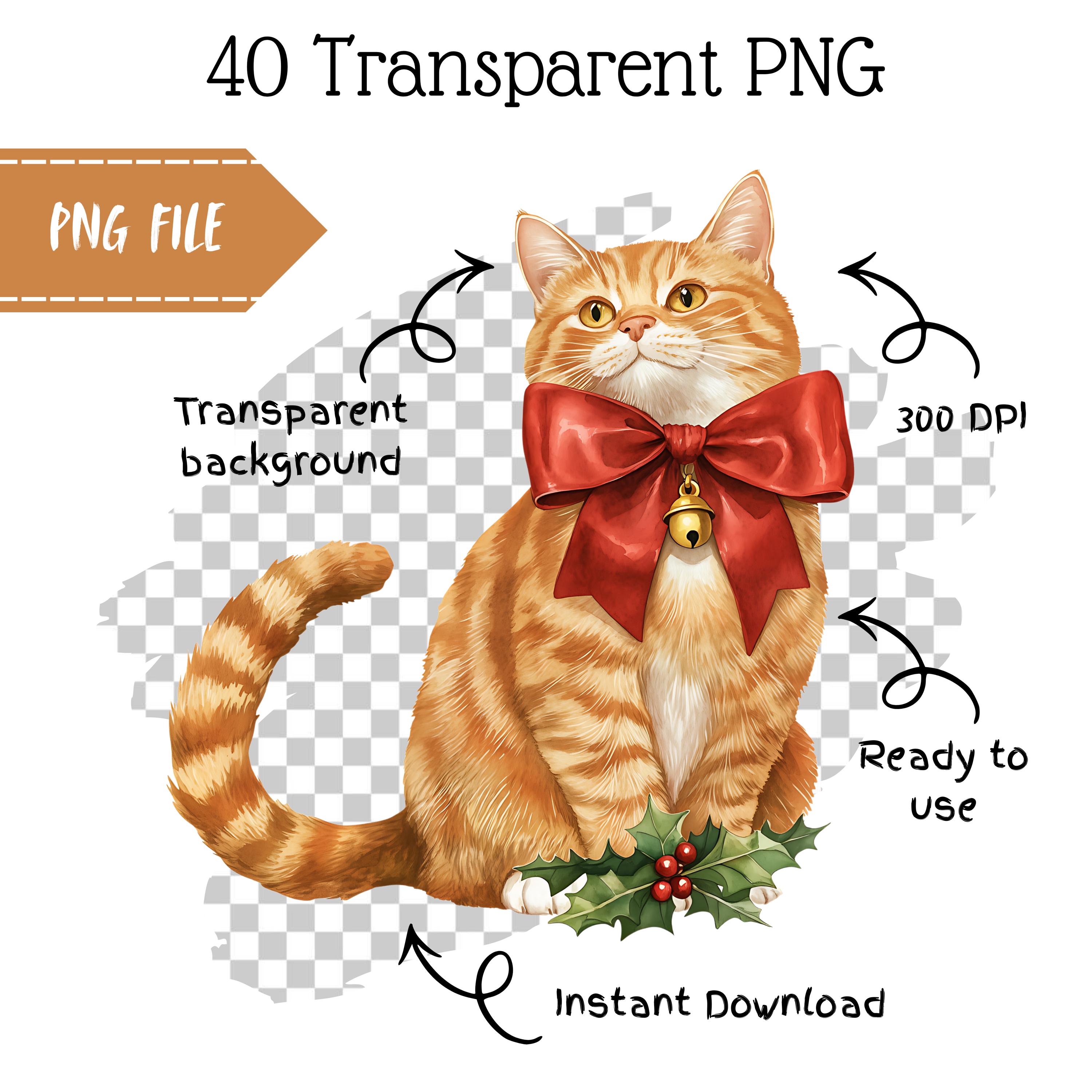 Christmas Kittens Clipart Watercolor Winter Cat PNG Holiday Pets Bundle ...