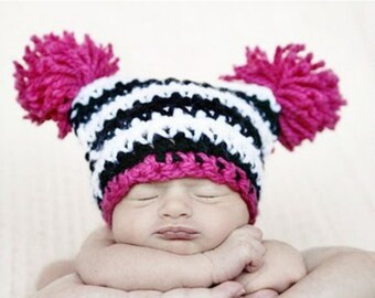SOFORTIGER DOWNLOAD MUSTER Gestreifte Pom Pom häkeln Hut Foto Requisite (Erlaubnis, fertiges Produkt zu verkaufen)