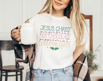 Christian T-shirt, Gingerbread Peppermint, Jesus Apparel, Faith Based Shirt, Gifts for Women, Religious Gifts, Bible Verse Tee,Worship Shirt