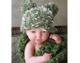 SOFORTIGER DOWNLOAD Muster Mossy Pom Pom Häkelhut & Hut Fotorequisite (Erlaubnis zum Verkauf des fertigen Produkts)