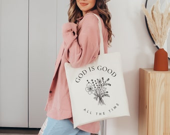 God is Good Canvas Tote Bag, Religious Gift, Bible Tote Bag, Church Tote Bag, Teacher Tote Bag, Gift for Women, Reusable Grocery Bag