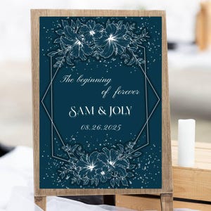 Custom Wedding Sign | Navy Welcome Sign Template | Editable PDF | Elegant Wedding Decor | Printable Wedding Sign | Instant Download