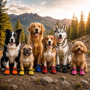 Waterproof Dog Boots for Small Dogs, Anti Slip Puppy Rain Shoes, Pet Paw Protectors for Cats & Puppies, 4 Pack Outdoor Walking Shoes
