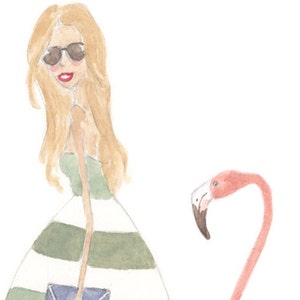 flamingo art fashion illustration watercolor art print 10 x 8 art print image 4