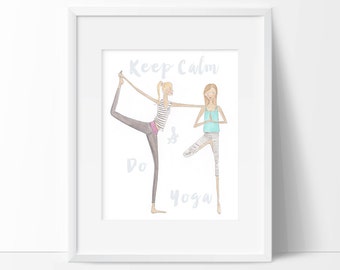 Keep calm & do yoga - watercolor illustration - yoga art print - inspirational art