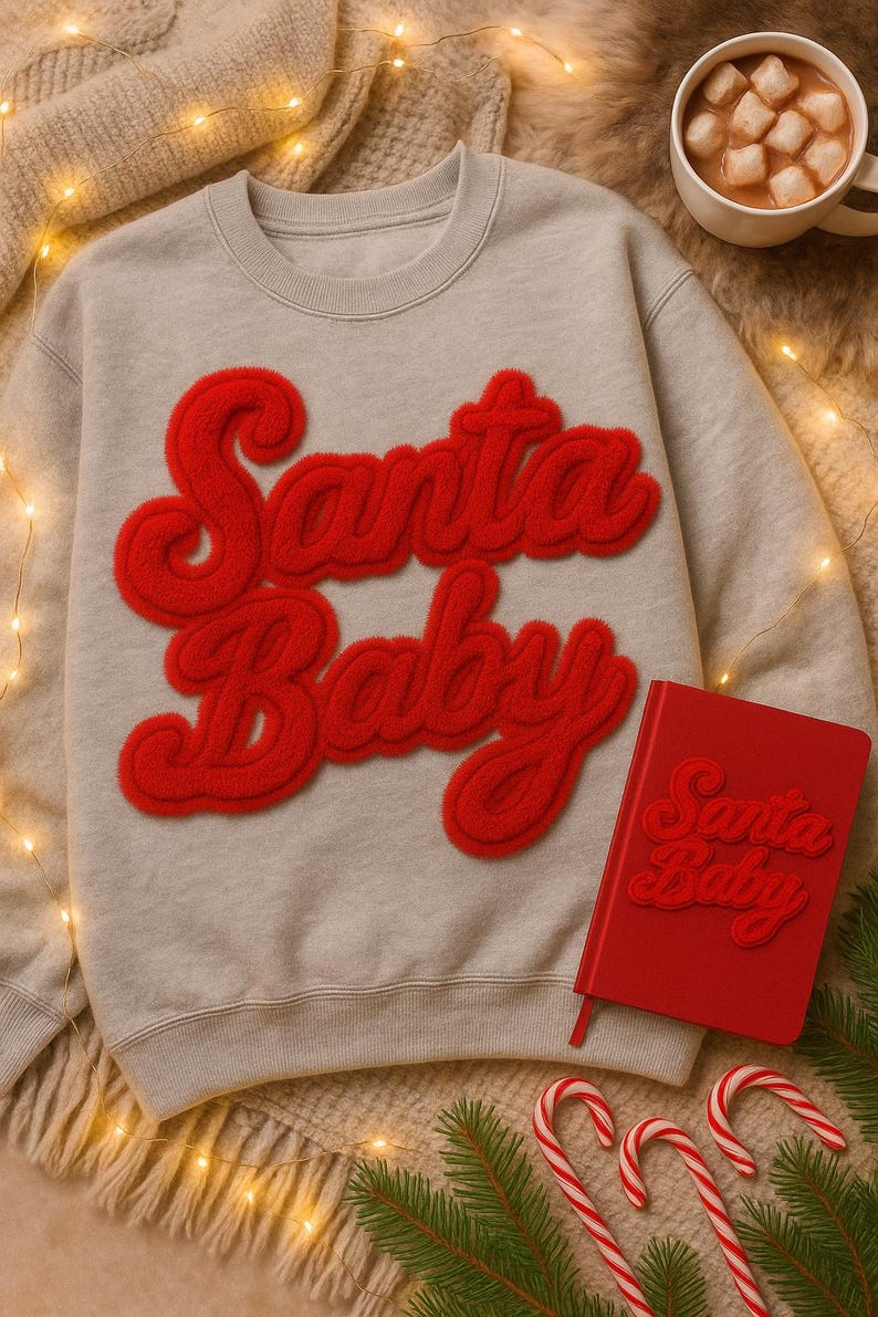 Santa Baby PNG | Fuzzy Christmas Graphic (instant Download) - Etsy