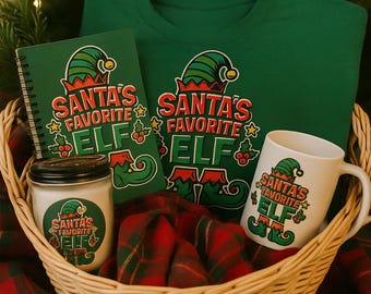 El elfo favorito de Santa (PNG) / Diseño navideño para sublimación (Descarga digital)
