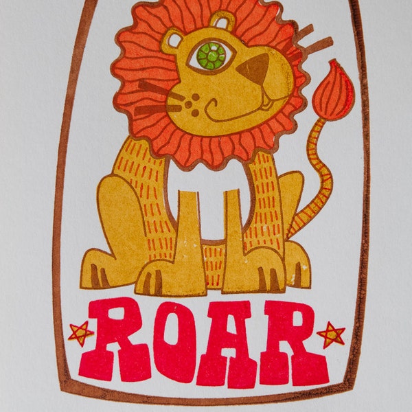 Lion "Roar" Gocco Print -- Limited Edition