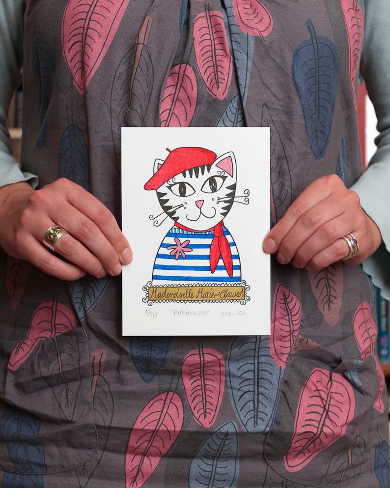 Parisienne Puss Gocco Print Limited Edition Etsy