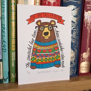 Spectacled Bear in Spring Jumper Hand Painted Limited Edition Gocco Print image 4