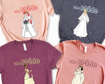 Princess Bachelorette Shirt, Disney Bride T-Shirt, Bridesmaid Tee, Bride Team Shirt, Wedding Party Girls Shirt, Princess Bridal Tee