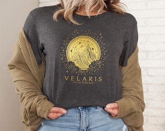 Velaris City Of Starlight Gold Design Shirt, SJM Velaris Tee, The Night Court Shirt, SJM Merch Shirt,  Velaris Acotar Shirt, Book Lover Gift