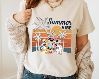 Disney Summer Vibes Shirt, Mickey and Friends Summer Vibes Shirt, Disney Beach Tee, Minnie Tropical Shirt, Mickey Beach Shirt, Vacation Tee