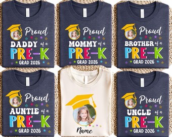 Custom Photo Pre-K Graduation Shirt, Hello Kindergarten Shirt, Kids Graduation Shirts, PreK Graduation Family Shirt