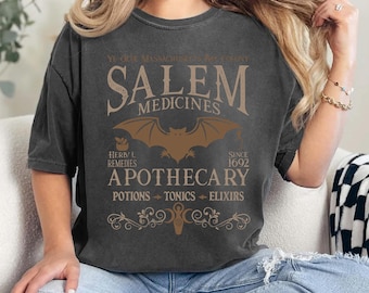 Salem Apothecary Halloween T-Shirt, Salem Witches Comfort Colors Halloween Shirt, Halloween Gothic Shirt, Halloween Witch Gift