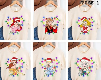 Disney Christmas Princess Shirt, Cinderella Snow White Aurora Belle Xmas Party Shirt, Disney Christmas Magic Kingdom Shirt, Christmas Gift