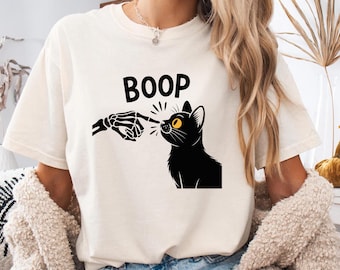 Cat Halloween Shirt, Skeleton Halloween Shirt, Goth Boop Cat Tee, Cat Lover Shirt, Funny Halloween Shirt