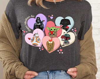 Star Wars Valentine's Day Shirt, Disney Valentine Day Matching Trip Outfits, Heart Graphic Tee