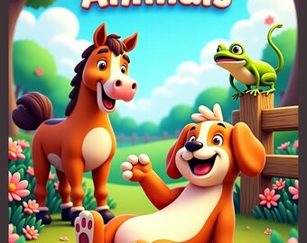 Animales felices / Libro para colorear para niños - 12 páginas