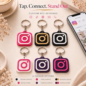 Instagram NFC-nyckelring, personlig tryck-för-att-dela-tagg för sociala medier, omskrivbar NFC-nyckelring, digitalt visitkort för kreatörer och småföretag