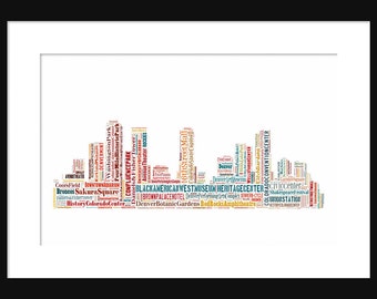 Denver Skyline  - Word Art Typography Color - Typographical Print Poster